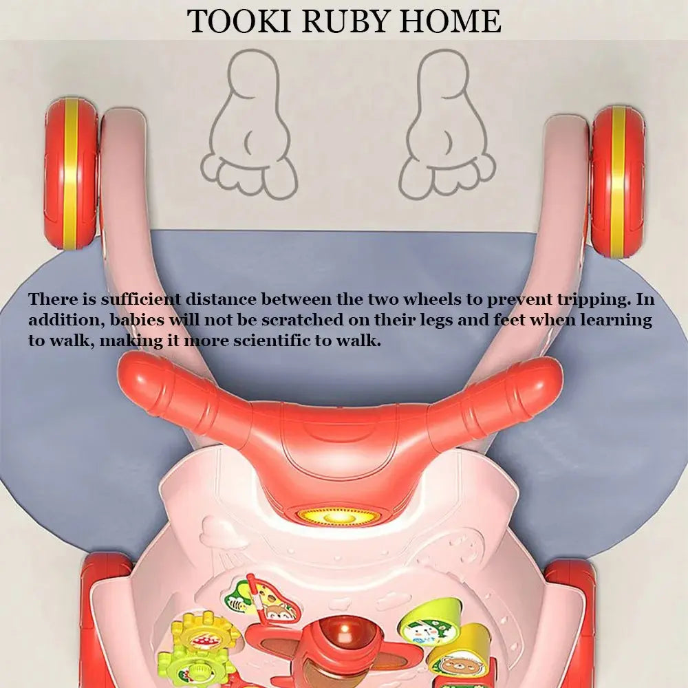 Baby Walker with Wheels Baby Push Walker Toy Baby Walking Toy with Water Injection Tank and Adjustable Speed Wheels,Pink