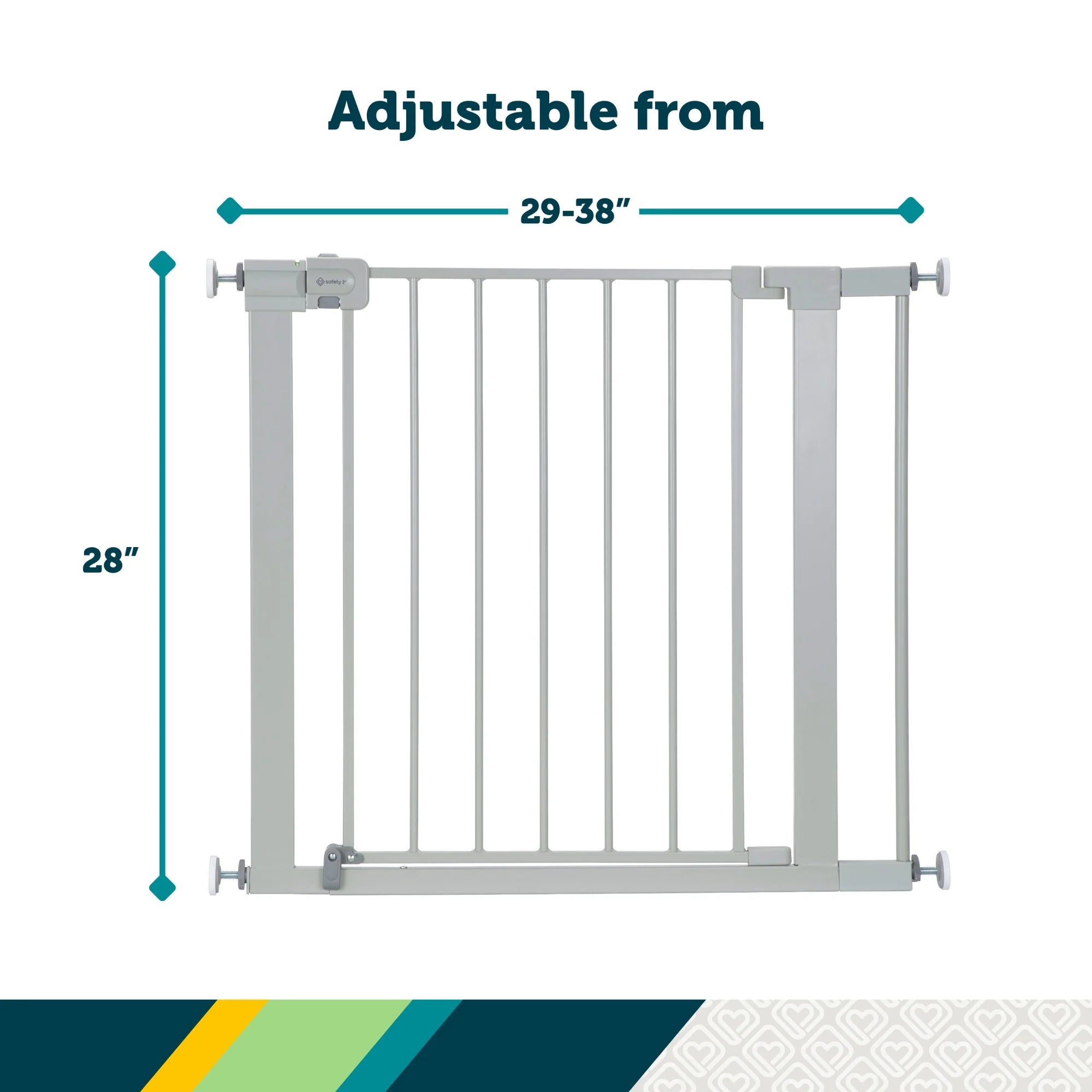 Pressure Mounted Baby Gates for Doorways, Securetech® No-Drill, with Door, 29-38"